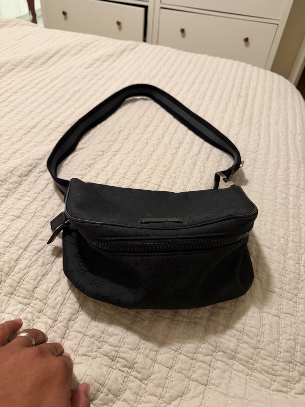 Gucci Black Men's Belt Bag with Subtle Monogram